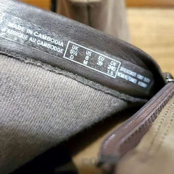 Clarks Women's Leather Healed Ankle Fall Winter Boots Side Zip Dark Taupe Sz 8 - Picture 11 of 12